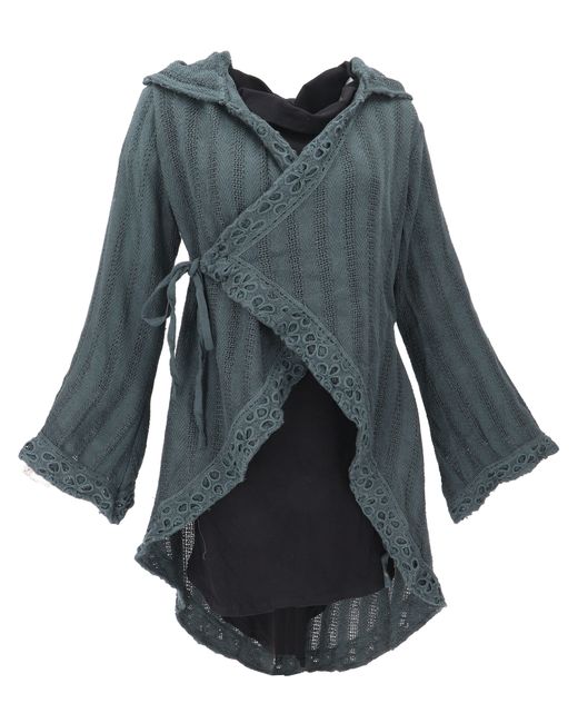 Guru-Shop Gray Langjacke Wickeljacke chic, Boho Jacke