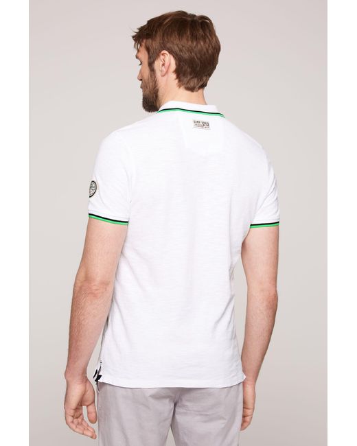 Camp David Poloshirt mit stylischem Seitenschlitz in White für Herren