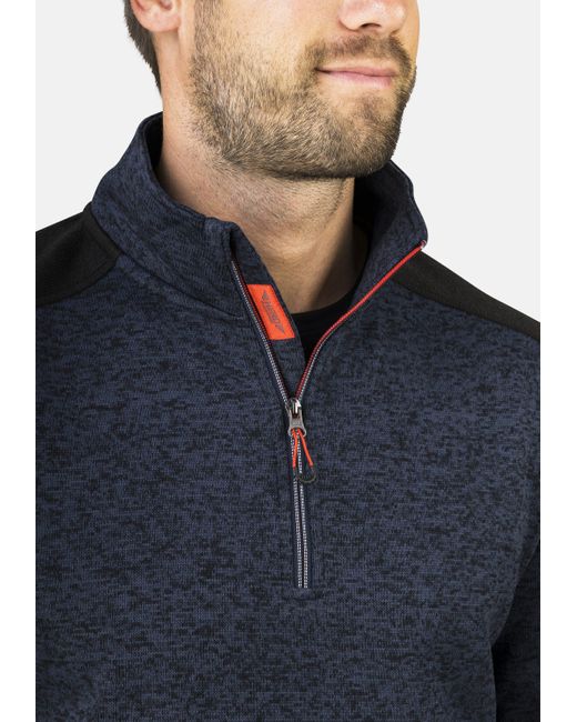 HERO by John Medoox Sweatjacke Knitted Workwear -- Arbeits-Fleece-Strickshirt Troyer Funktionsqualität in Blue für Herren