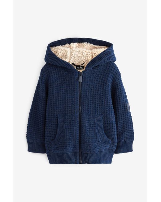 Next Strickjacke mit Kapuze und Borg-Futter (1-tlg) in Blue für Herren
