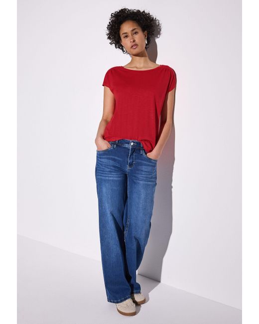Street One Red Shirttop mit Raffung an der Schulter