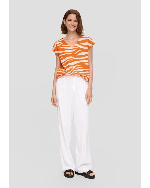 S.oliver Orange Shirttop Baumwoll-Shirt im Fabricmix