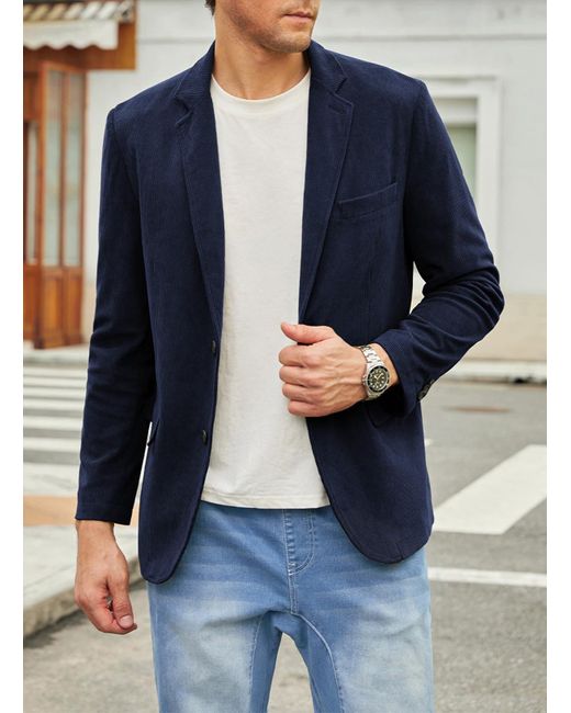 JMIERR Anzugsakko Cord Retro Sakko Freizeit Blazer Winterjacke in Blue für Herren
