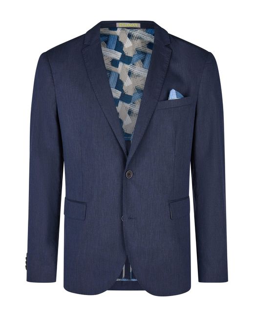 CALAMAR Sakko Blazer Linen Blend in Blue für Herren
