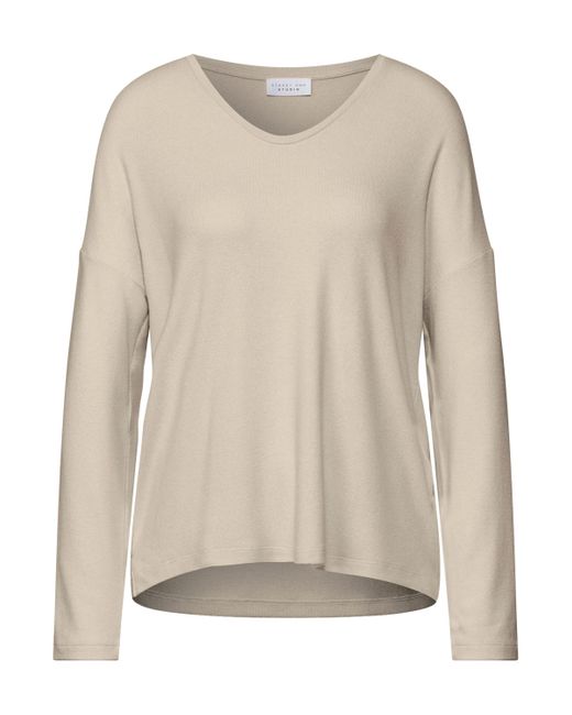 STREET ONE STUDIO Natural Langarmshirt aus softem Materialmix