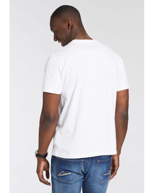 Delmao T-Shirt mit modischem Brustprint in White für Herren