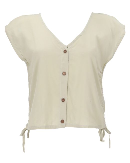 Guru-Shop Natural Longbluse Luftiges Boho Blusentop, Basic Sommertop mit.. alternative Bekleidung