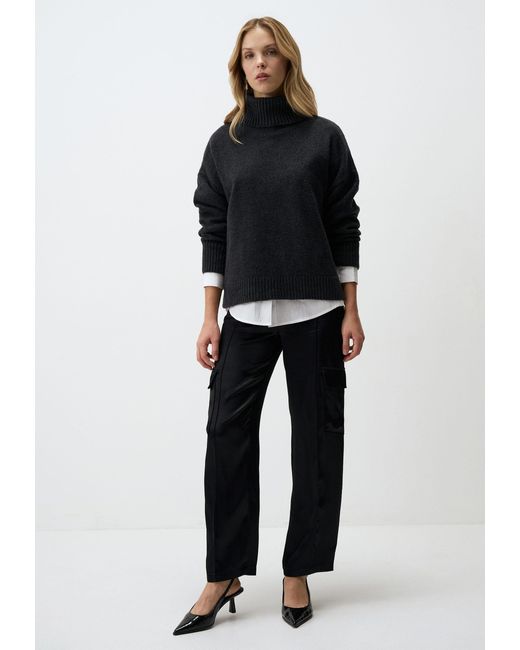 Jimmy Key Black Strickhose Satin-Webhose mit hoher Taille und entspannter Passform