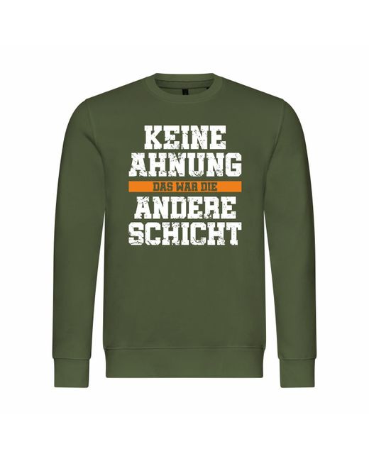 deinshirt Rundhalspullover Pullover KEINE AHNUNG das war die andere Schicht Mit Print Motiv in Green für Herren