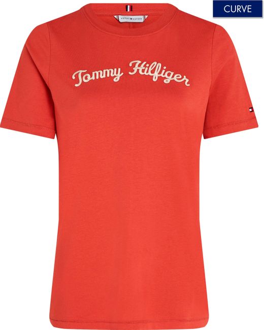 Tommy Hilfiger Red T-Shirt CRV REG SCRIPT TEE SS Große Größen