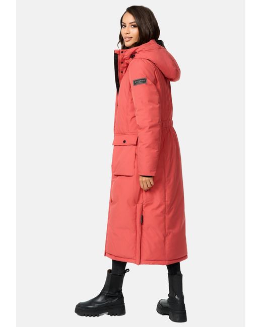 Navahoo Wintermantel Wolkenfrost XIV Extralanger Mantel mit Kapuze in Rot |  Lyst DE