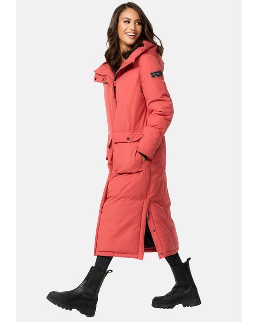 Navahoo Wintermantel Wolkenfrost XIV Extralanger Mantel mit Kapuze in Rot |  Lyst DE