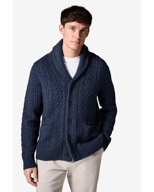 Next Strickjacke Cardigan mit Zopfmuster und Schalkragen (1-tlg) in Blue für Herren