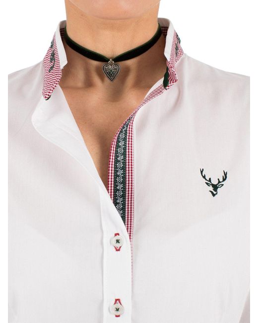 OS-Trachten White Trachtenbluse 450005-3684 (1-tlg)