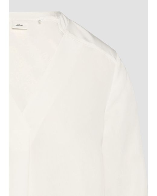 S.oliver White Langarmbluse Longbluse aus Modalmix mit Tunika-Ausschnitt