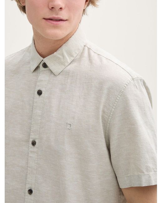 Tom Tailor Regular Fit Kurzarmhemd mit Leinenanteil in White für Herren