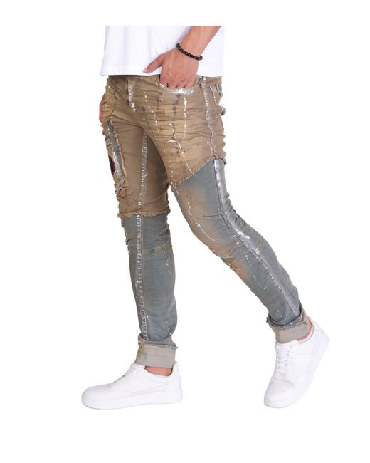 KINGZ Slim-fit- Vintage Look Designer Jeans in Gray für Herren
