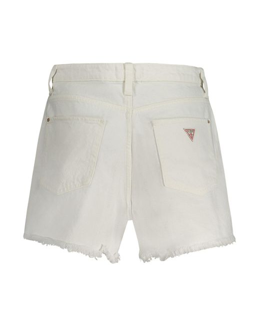 Guess White GUESS 2-in-1- Weiße Jeans Shorts, Used-Look, recycelte Baumwolle