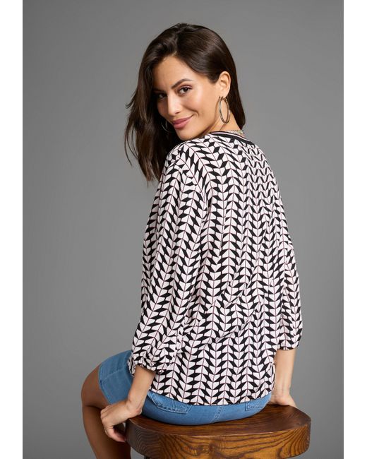 Laura Scott Gray Druckbluse mit Grafik-Design