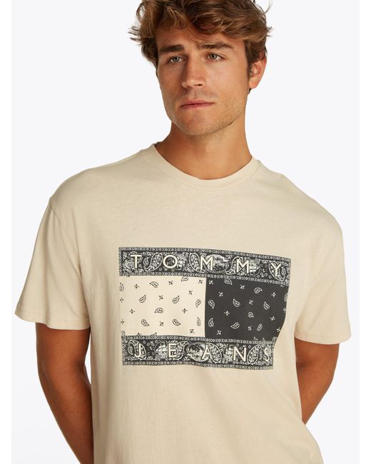 Tommy Hilfiger T-Shirt TJM RLX PAISLEY FLAG TEE EXT in Natural für Herren