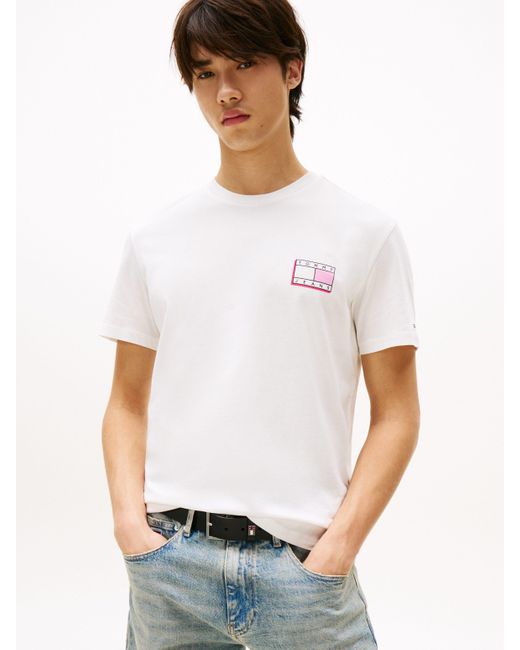 Tommy Hilfiger T-Shirt TJM SLIM POP COLOR FLAG TEE EXT Mit Rundhalsausschnitt in White für Herren