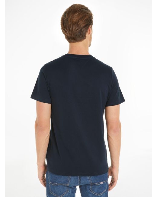 Tommy Hilfiger T-Shirt TJM SLIM LINEAR CHEST TEE EXT mit Logoschriftzug in Blue für Herren
