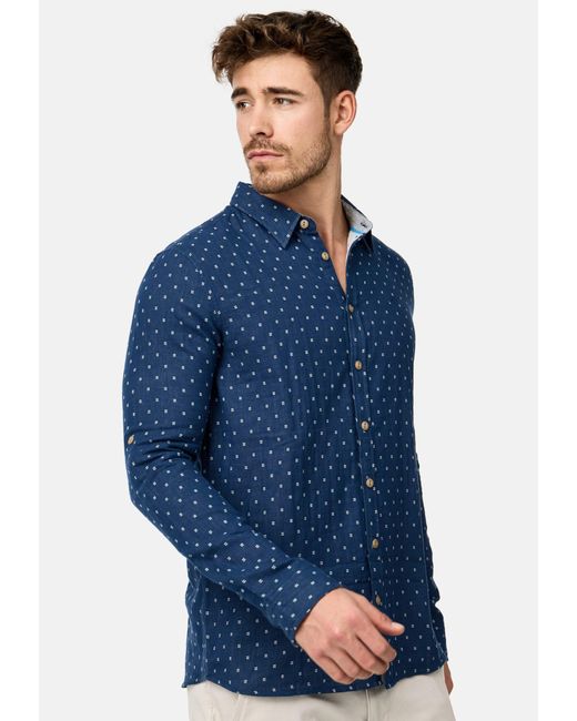 INDICODE Langarmhemd INJoffrey in Blue für Herren