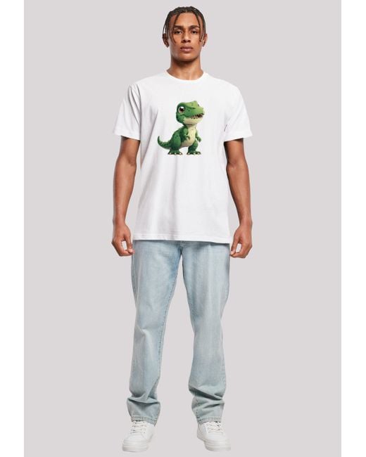 F4NT4STIC Shirt Süßer grüner Dino Premium Qualität in White für Herren