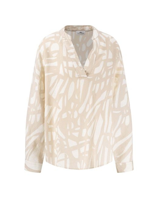 Fynch-Hatton White Blusentop BLOUSE TUNIC ABSTRACT LINEN