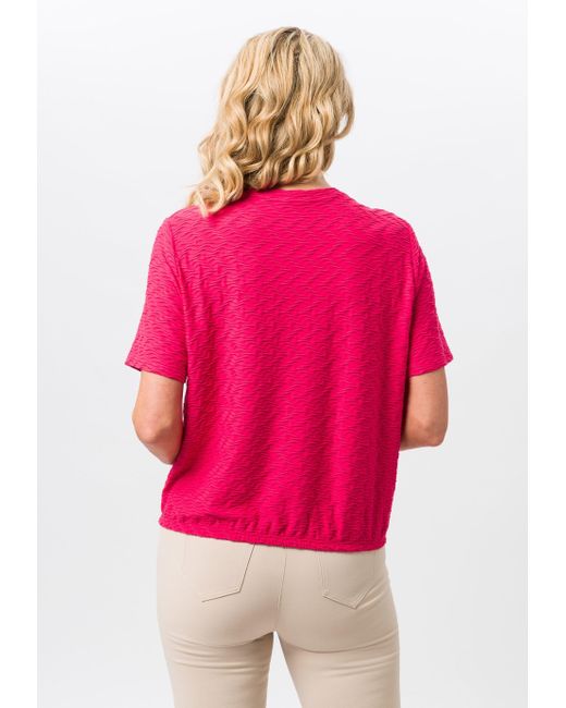 FRANK WALDER Pink Kurzarmshirt in unifarben mit besonderer Struktur