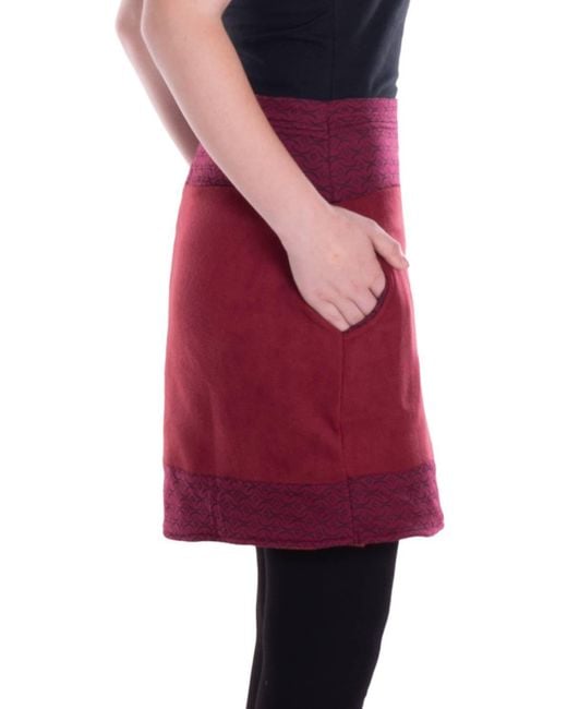 Vishes Red A-Linien-Rock Thermorock warmer Winterrock kurz Taschenrock aus ECO-Fleece Hippie