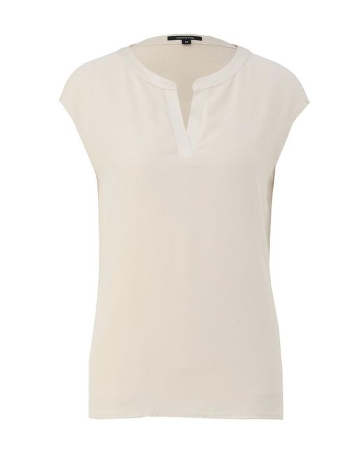 Comma, White T-Shirt Basic mit Tunika-Ausschnitt