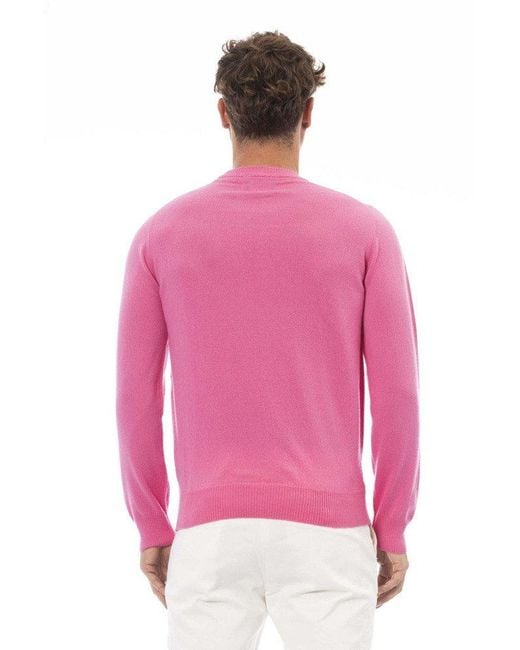 Alpha Studio Rundhalspullover in Pink für Herren
