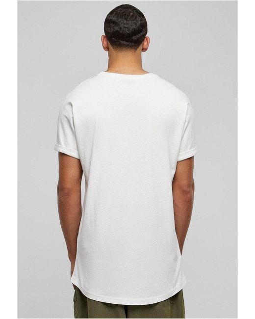 Urban Classics T-Shirt Long Shaped Turnup Tee in White für Herren