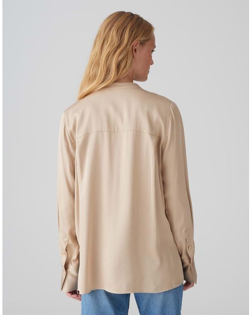 Opus Natural Langarmbluse Tunikabluse FANJI Regular aus Satin