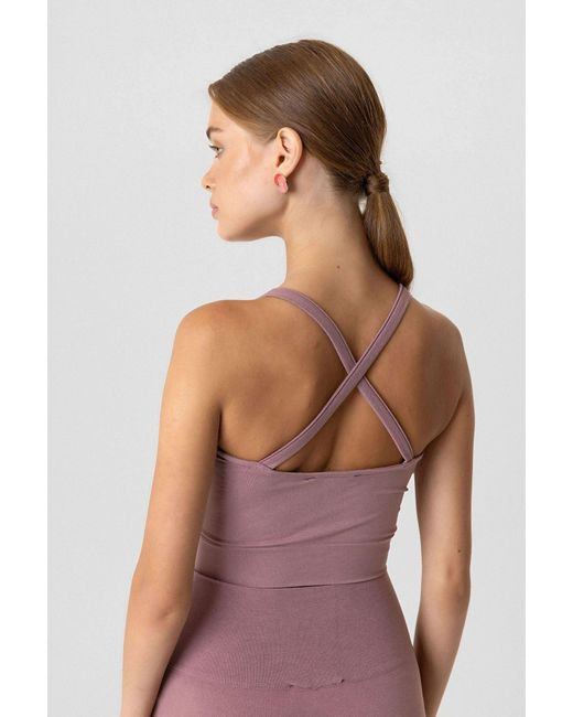No Matter What Purple Nahtloses Überkreuz-Crop-Top