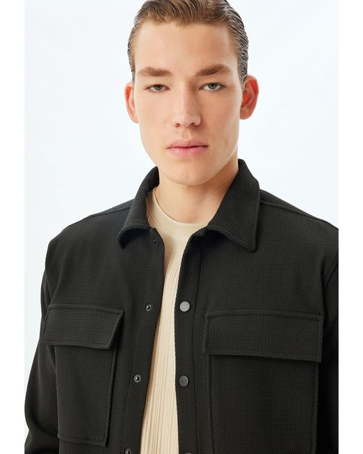 Koton Hemdjacke Regular Mit Knöpfen in Black für Herren