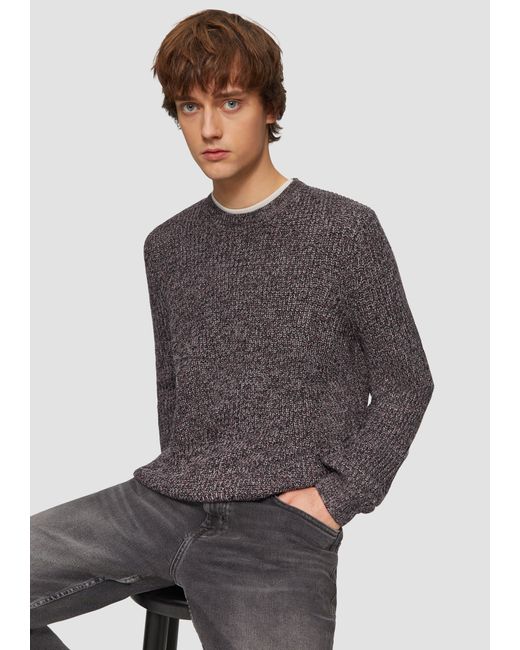 QS Strickpullover mit Rippstruktur in Gray für Herren