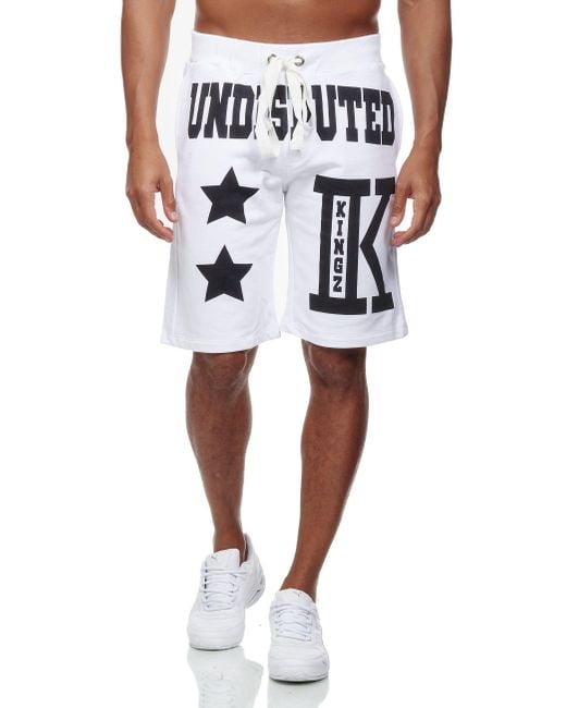 KINGZ Sweatshorts Sweatpant Short Sommer Bermuda in White für Herren