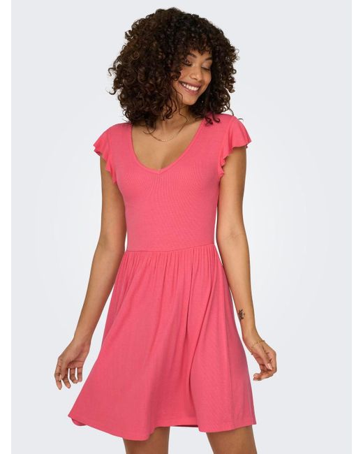 ONLY Pink Jerseykleid ONLBELIA S/L DRESS JRS