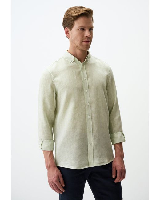 Jimmy Key White Shirtbluse Leinen Hemd mit Linienmuster