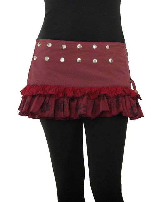 PUREWONDER Red Wickelrock Rock mit Rüschen sk28 verstellbar