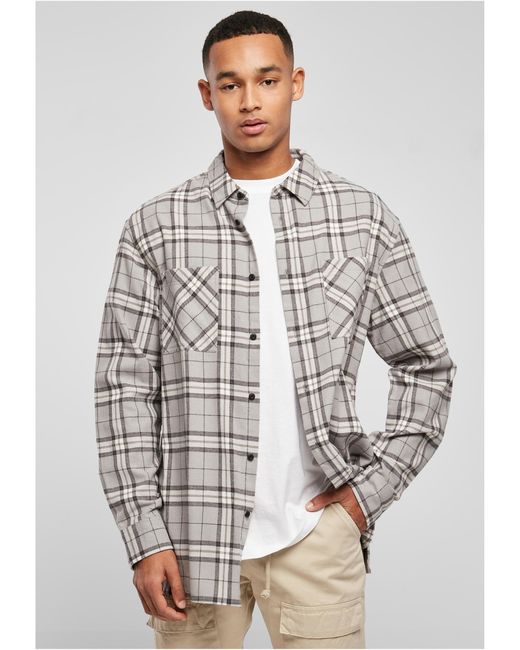 Urban Classics Langarmhemd Long Oversized Grey Check Shirt (1-tlg) in Grau  für Herren | Lyst DE