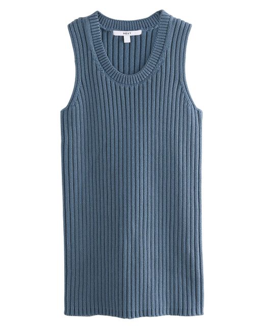 Next Blue Trägertop Geripptes Tanktop mit Rundhalsausschnitt (1-tlg)