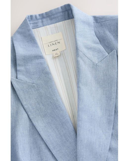 Next Blue Jackenblazer Strukturierter Tailored Fit Blazer mit Leinen (1-tlg)