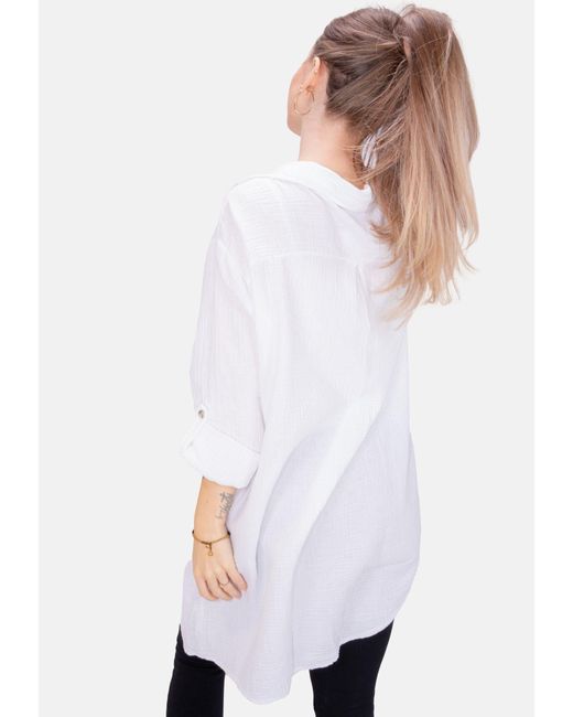 Seasons of April White Oversized Musselinbluse Jessy