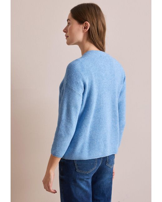 Cecil Blue Langarmbluse Kurzer Cardigan