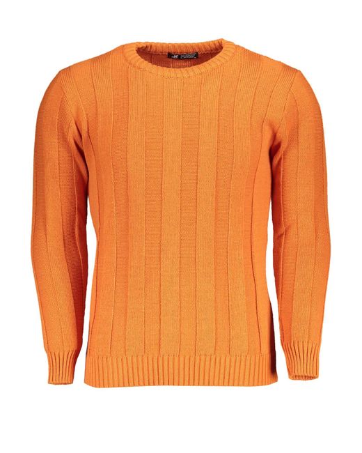 U.S. Grand Polo Strickpullover Hochwertiger pullover Orange mit Kontrastdetails und Rundhals für Herren