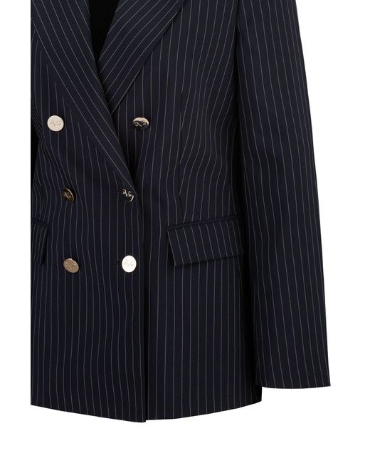 19V69 Italia by Versace Blue Sommerjacke AMANDA STRIPE mit Nadelstreifen und Doppelreiher-Design