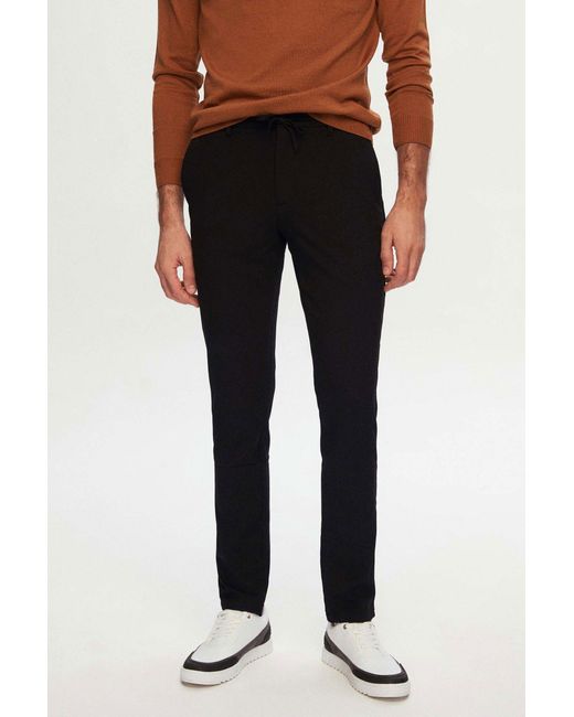 D'S Damat Black D'S Röhrenjeans Ds Damat Slim Fit Farbe Elastische Taille Geschnürt Reißverschluss Lyc